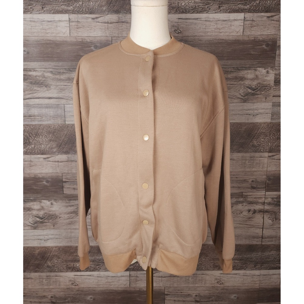 Tudor Court Tan Snap Front Fleece Lined Sweatshirt Jacket PM D72